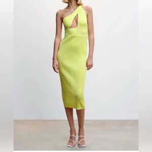 Mango Asymmetrical dress with slit size L neon